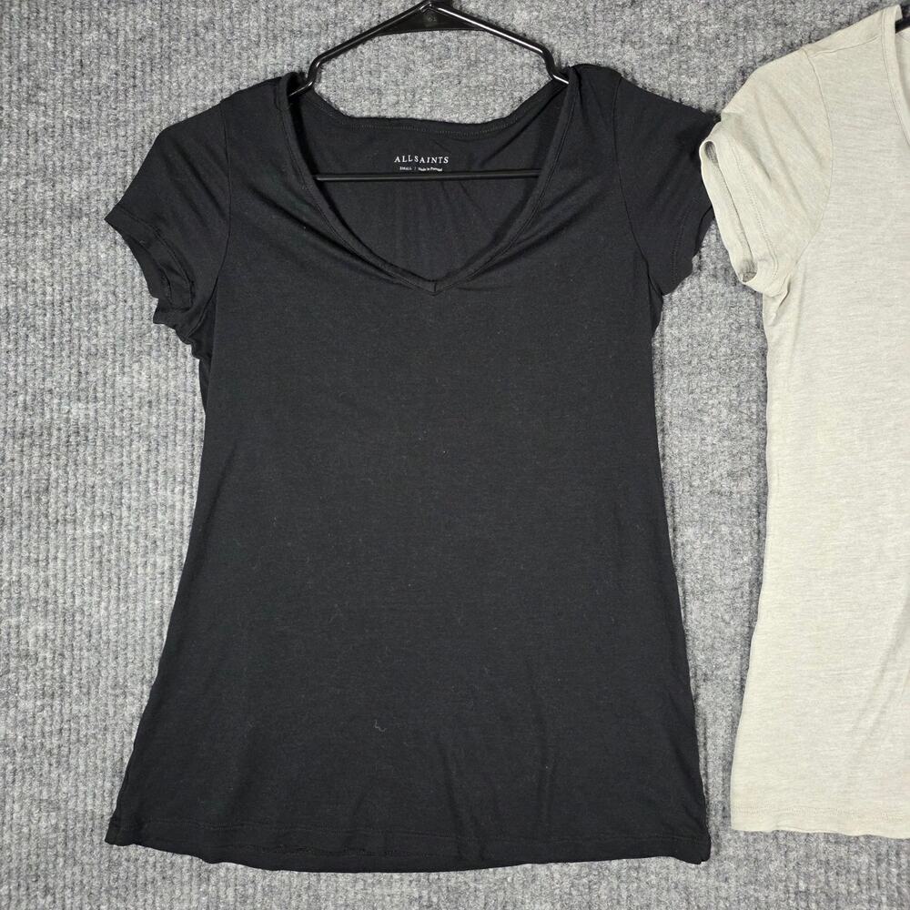 AllSaints V Neck T Shirt Bundle Black Gray Womens Small 2‎ Pack